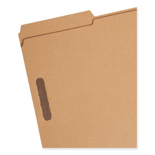 Image of Smead Top Tab Fastener Folders, 1/3-Cut Tabs: Assorted, 0.75" Expansion, 2 Fasteners, Legal Size, Kraft Exterior, 50/Box