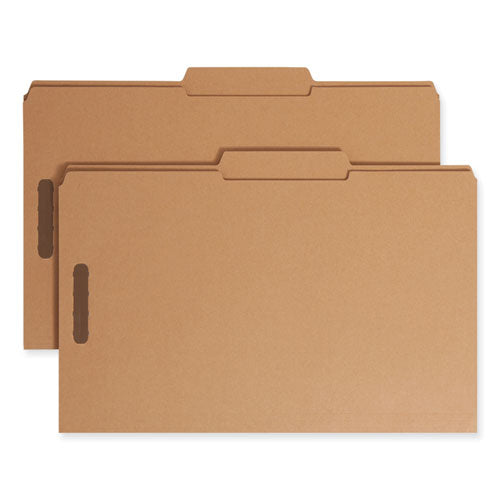 Image of Smead Top Tab Fastener Folders, Guide-Height 2/5-Cut Tabs, 0.75" Expansion, 2 Fasteners, Legal Size, 11-pt Kraft, 50/Box