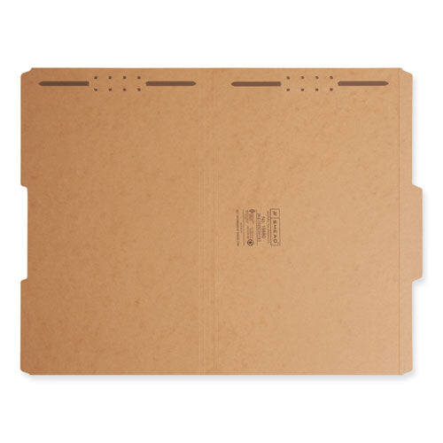 Image of Smead Top Tab Fastener Folders, Guide-Height 2/5-Cut Tabs, 0.75" Expansion, 2 Fasteners, Legal Size, 11-pt Kraft, 50/Box