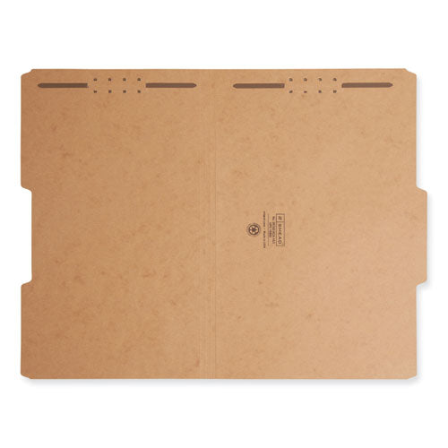 Image of Smead Top Tab Fastener Folders, Guide-Height 2/5-Cut Tabs, 0.75" Expansion, 2 Fasteners, Legal Size, 17-pt Kraft, 50/Box