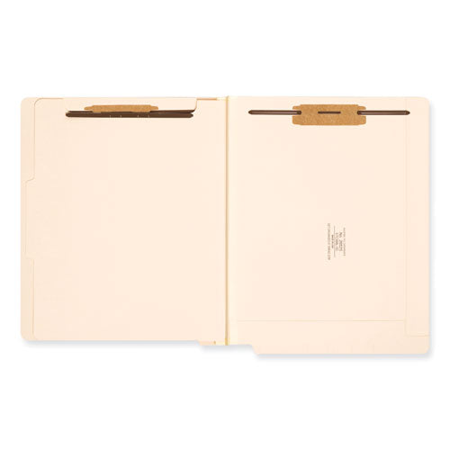 Image of Smead Manila End Tab Classification Folders, 2" Expansion, 1 Divider, 4 Fasteners, Letter Size, Manila Exterior, 10/Box