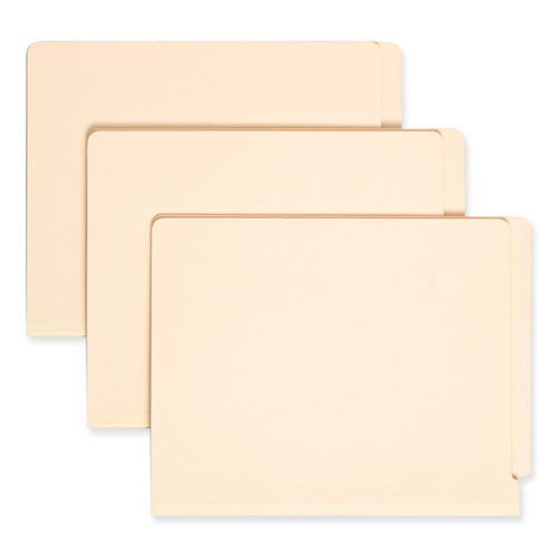 Image of Smead Manila End Tab Classification Folders, 2" Expansion, 1 Divider, 4 Fasteners, Letter Size, Manila Exterior, 10/Box