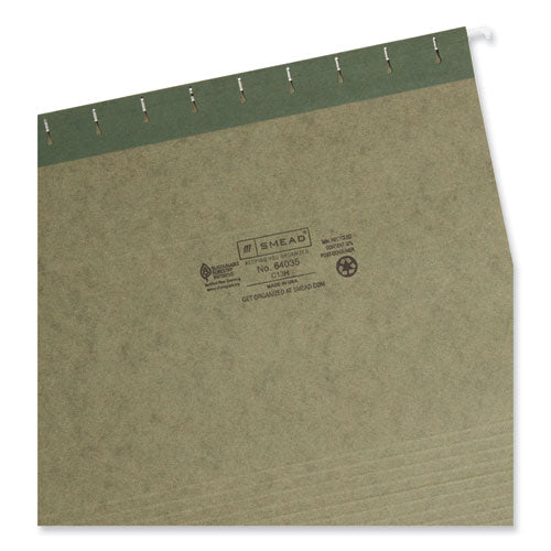 Image of Smead Hanging Folders, Letter Size, 1/3-Cut Tabs, Standard Green, 25/Box