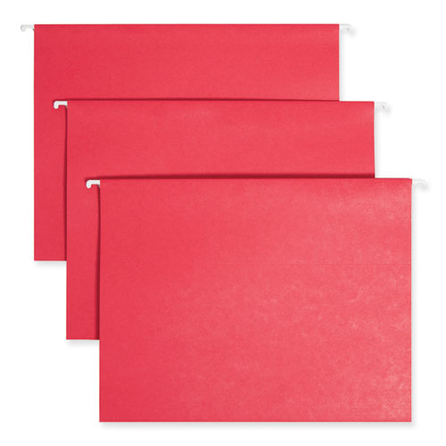 Image of Smead TUFF Hanging Folders with Easy Slide Tab, Letter Size, 1/3-Cut Tabs, Red, 18/Box