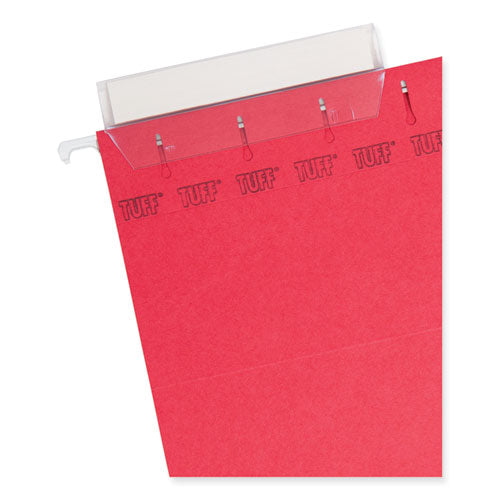 Image of Smead TUFF Hanging Folders with Easy Slide Tab, Letter Size, 1/3-Cut Tabs, Red, 18/Box