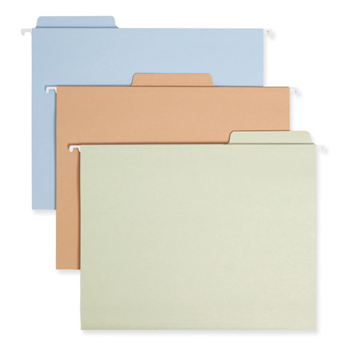 Image of Smead FasTab Hanging Folders, Letter Size, 1/3-Cut Tabs, Assorted Earthtone Colors, 18/Box