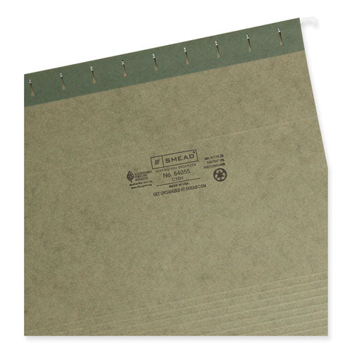 Image of Smead Hanging Folders, Letter Size, 1/5-Cut Tabs, Standard Green, 25/Box
