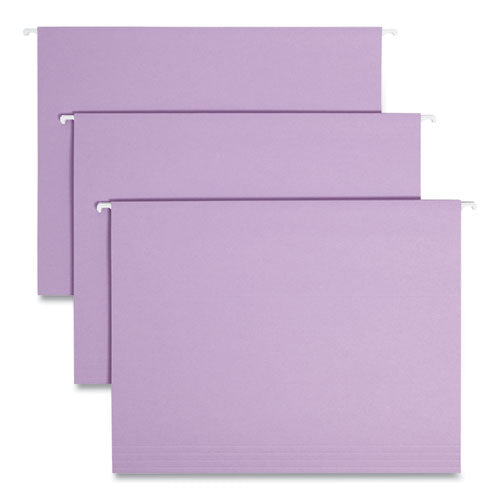 Image of Smead Colored Hanging File Folders with 1/5 Cut Tabs, Letter Size, 1/5-Cut Tabs, Lavender, 25/Box