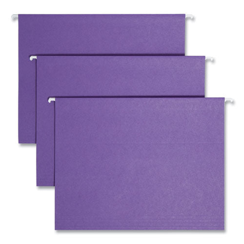 Image of Smead Colored Hanging File Folders with 1/5 Cut Tabs, Letter Size, 1/5-Cut Tabs, Purple, 25/Box