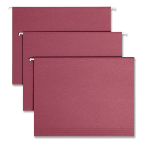 Image of Smead Colored Hanging File Folders with 1/5 Cut Tabs, Letter Size, 1/5-Cut Tabs, Maroon, 25/Box