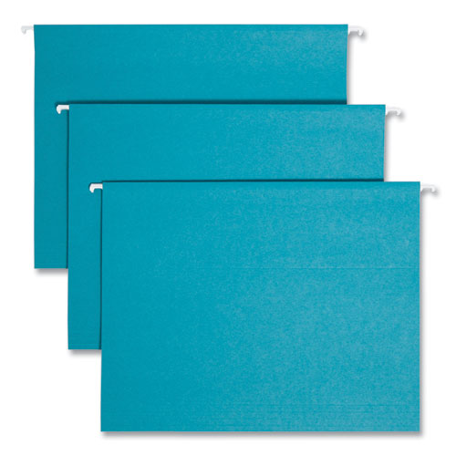 Image of Smead Colored Hanging File Folders with 1/5 Cut Tabs, Letter Size, 1/5-Cut Tabs, Teal, 25/Box