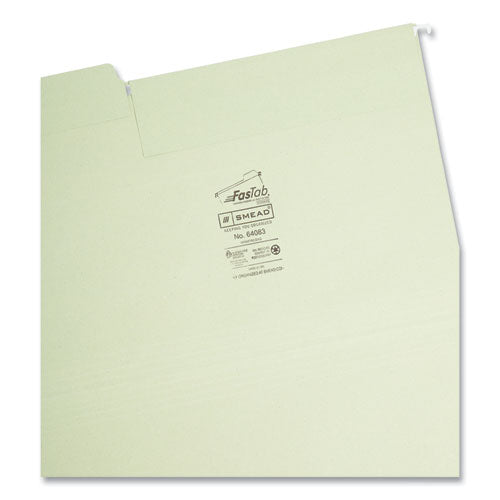 Image of Smead FasTab Hanging Folders, Legal Size, 1/3-Cut Tabs, Moss, 20/Box