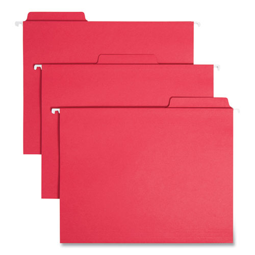 Image of Smead FasTab Hanging Folders, Letter Size, 1/3-Cut Tabs, Red, 20/Box