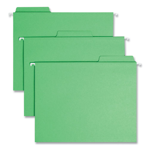 Image of Smead FasTab Hanging Folders, Letter Size, 1/3-Cut Tabs, Green, 20/Box