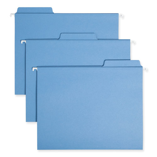 Image of Smead FasTab Hanging Folders, Letter Size, 1/3-Cut Tabs, Blue, 20/Box