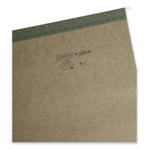 Image of Smead TUFF Hanging Folders with Easy Slide Tab, Legal Size, 1/3-Cut Tabs, Standard Green, 20/Box