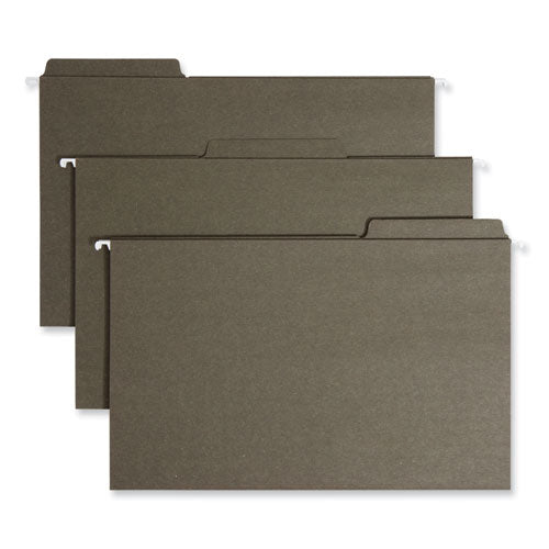 Image of Smead FasTab Hanging Folders, Legal Size, 1/3-Cut Tabs, Standard Green, 20/Box