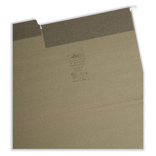 Image of Smead FasTab Hanging Folders, Legal Size, 1/3-Cut Tabs, Standard Green, 20/Box