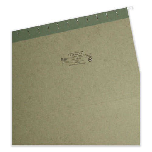 Image of Smead Hanging Folders, Legal Size, 1/5-Cut Tabs, Standard Green, 25/Box