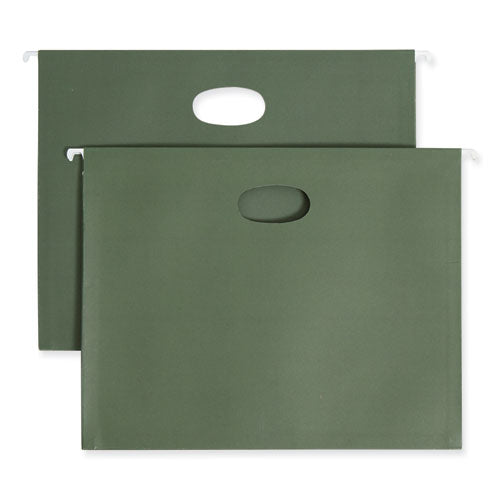 Image of Smead Hanging Pockets with Full-Height Gusset, 1 Section, 3.5" Capacity, Letter Size, Standard Green, 10/Box