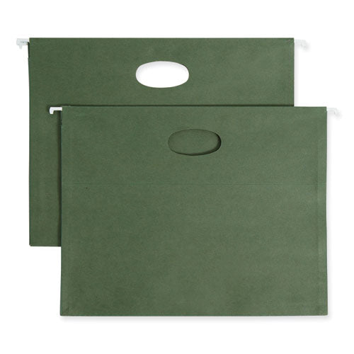 Image of Smead 100% Recycled Hanging Pockets with Full-Height Gusset, 1 Section, 3.5" Capacity, Letter Size, Standard Green, 10/Box