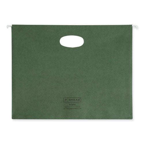 Image of Smead 100% Recycled Hanging Pockets with Full-Height Gusset, 1 Section, 3.5" Capacity, Letter Size, Standard Green, 10/Box