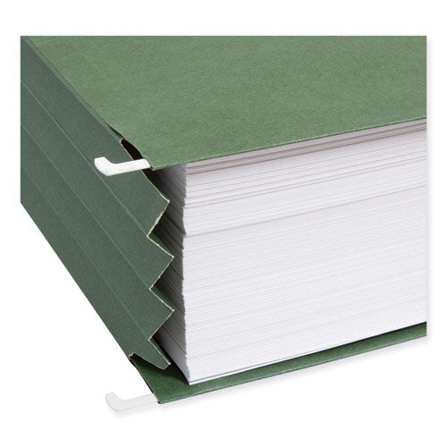 Image of Smead 100% Recycled Hanging Pockets with Full-Height Gusset, 1 Section, 3.5" Capacity, Letter Size, Standard Green, 10/Box