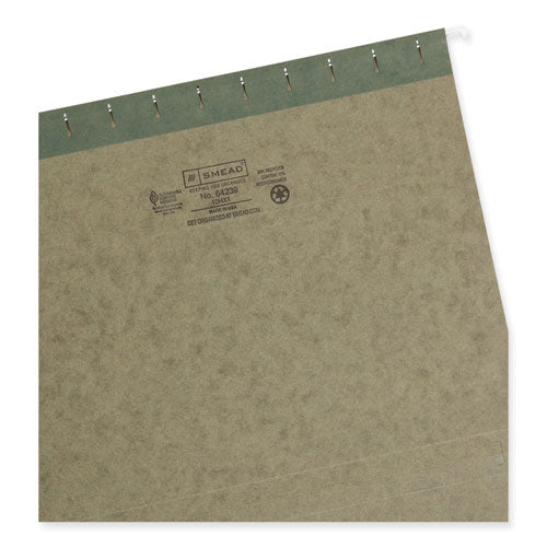 Image of Smead Box Bottom Hanging File Folders, 1" Capacity, Letter Size, Standard Green, 25/Box