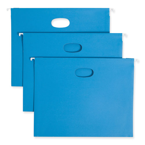 Image of Smead Hanging Pockets with Full-Height Gusset, 1 Section, 2" Capacity, Letter Size, 1/5-Cut Tabs, Sky Blue, 25/Box