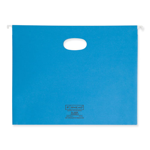 Image of Smead Hanging Pockets with Full-Height Gusset, 1 Section, 2" Capacity, Letter Size, 1/5-Cut Tabs, Sky Blue, 25/Box