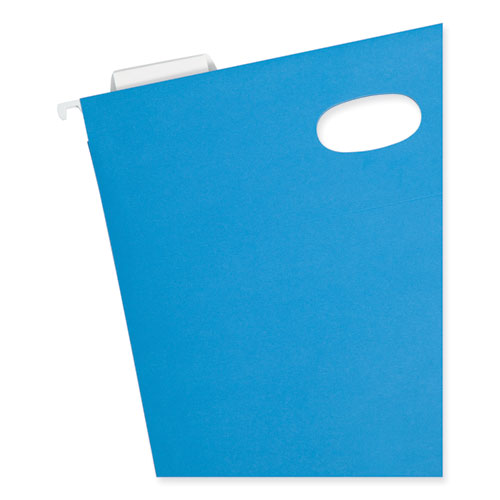 Image of Smead Hanging Pockets with Full-Height Gusset, 1 Section, 2" Capacity, Letter Size, 1/5-Cut Tabs, Sky Blue, 25/Box