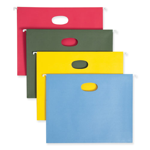 Image of Smead Hanging Pockets with Full-Height Gusset, 1 Section, 3.5" Capacity, Letter Size, Assorted Colors, 4/Pack