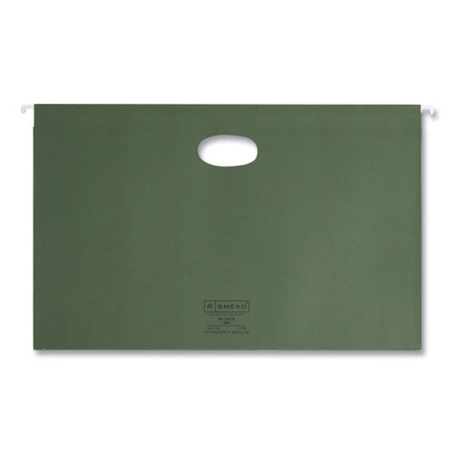 Image of Smead Hanging Pockets with Full-Height Gusset, 1 Section, 1.75" Capacity, Legal Size, Standard Green, 25/Box
