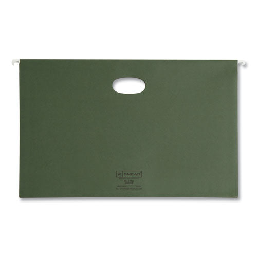 Image of Smead Hanging Pockets with Full-Height Gusset, 1 Section, 3.5" Capacity, Legal Size, Standard Green, 10/Box