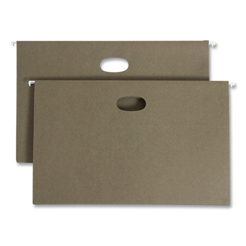 Image of Smead 100% Recycled Hanging Pockets with Full-Height Gusset, 1 Section, 3.5" Capacity, Legal Size, Standard Green, 10/Box