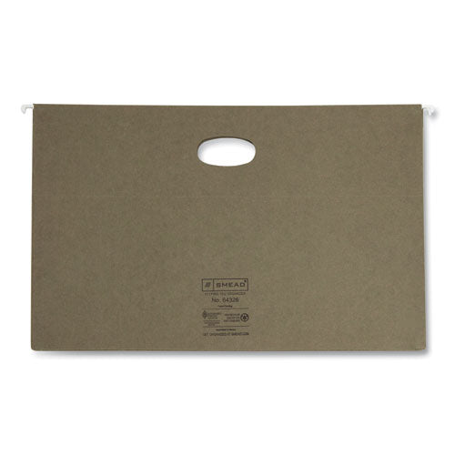 Image of Smead 100% Recycled Hanging Pockets with Full-Height Gusset, 1 Section, 3.5" Capacity, Legal Size, Standard Green, 10/Box