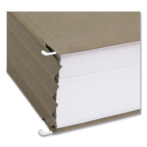 Image of Smead 100% Recycled Hanging Pockets with Full-Height Gusset, 1 Section, 3.5" Capacity, Legal Size, Standard Green, 10/Box