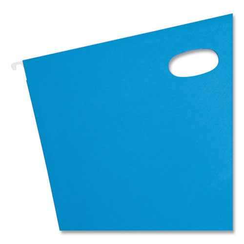 Image of Smead Hanging Pockets with Full-Height Gusset, 1 Section, 3" Capacity, Legal Size, 1/5-Cut Tabs, Sky Blue, 25/Box