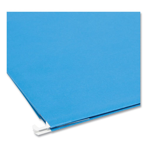Image of Smead Hanging Pockets with Full-Height Gusset, 1 Section, 3" Capacity, Legal Size, 1/5-Cut Tabs, Sky Blue, 25/Box