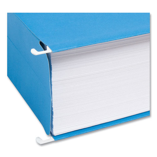 Image of Smead Hanging Pockets with Full-Height Gusset, 1 Section, 3" Capacity, Legal Size, 1/5-Cut Tabs, Sky Blue, 25/Box