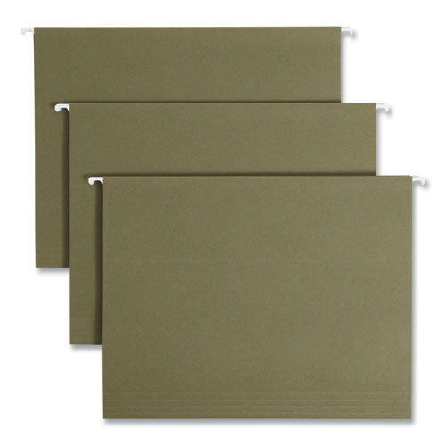 Image of Smead 100% Recycled Hanging File Folders, Letter Size, 1/5-Cut Tabs, Standard Green, 25/Box