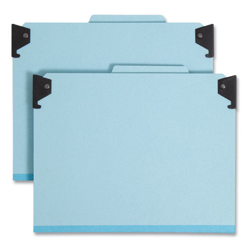 Image of Smead FasTab Hanging Pressboard Classification Folders, 2 Dividers, Letter Size, Blue