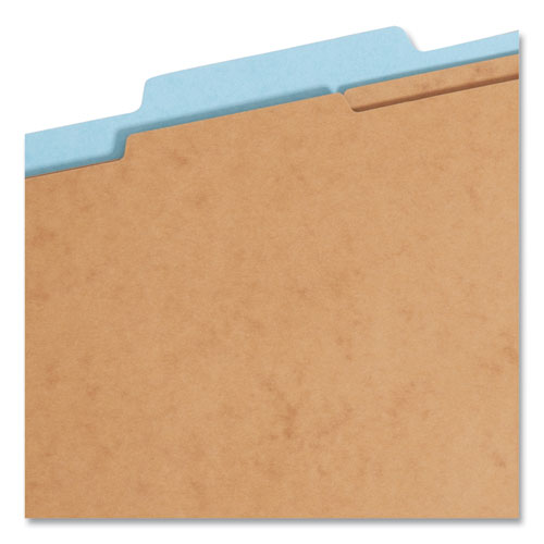 Image of Smead FasTab Hanging Pressboard Classification Folders, 2 Dividers, Letter Size, Blue