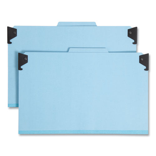 Image of Smead FasTab Hanging Pressboard Classification Folders, 2 Dividers, Legal Size, Blue