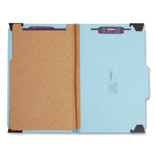Image of Smead FasTab Hanging Pressboard Classification Folders, 2 Dividers, Legal Size, Blue