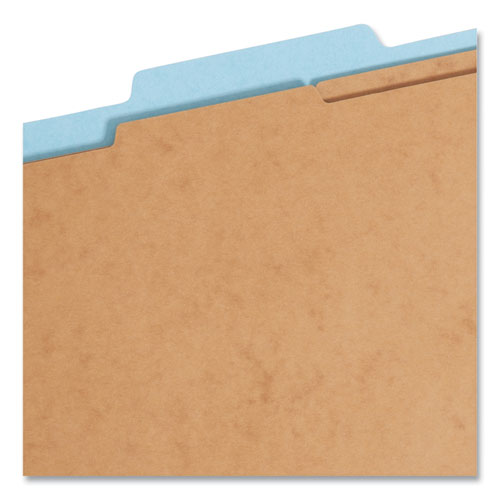Image of Smead FasTab Hanging Pressboard Classification Folders, 2 Dividers, Legal Size, Blue