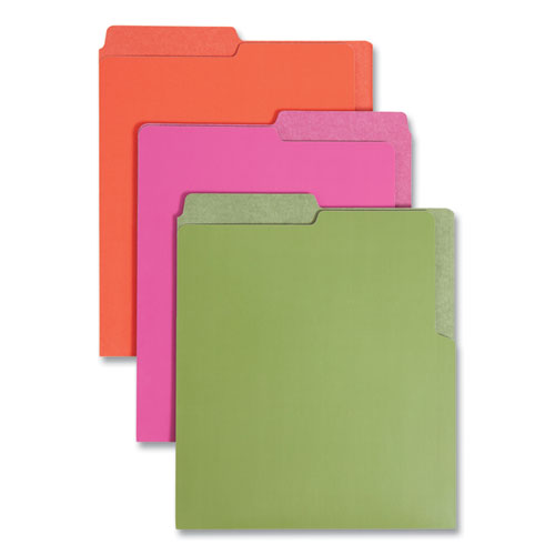 Image of Smead Organized Up Heavyweight Vertical File Folders, 1/2-Cut Tabs, Letter Size, Assorted: Fuchsia/orange/peridot Green, 6/pack
