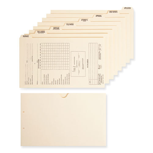 Image of Smead Replacement Pressboard Mortgage File Dividers, Punched for K-Style Fasteners, Legal Size, Manila, 8 Dividers/Set, 12 Sets/Box