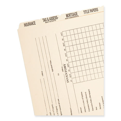 Image of Smead Replacement Pressboard Mortgage File Dividers, Punched for K-Style Fasteners, Legal Size, Manila, 8 Dividers/Set, 12 Sets/Box