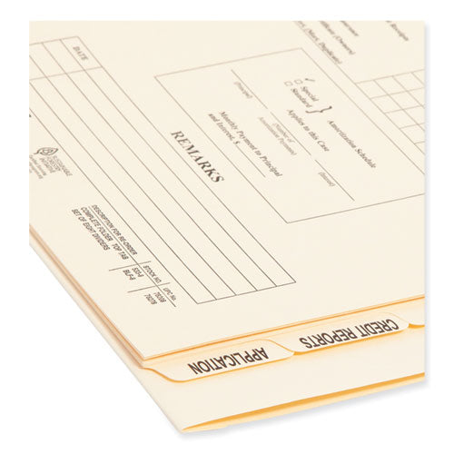 Image of Smead Replacement Pressboard Mortgage File Dividers, Punched for K-Style Fasteners, Legal Size, Manila, 8 Dividers/Set, 12 Sets/Box